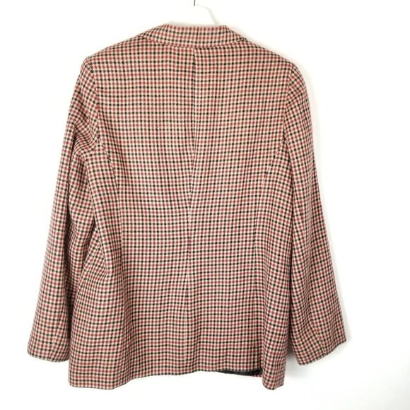 Sag Harbor 12 Red Tan plaid Blazer Double button, flap pockets - Picture 2 of 7